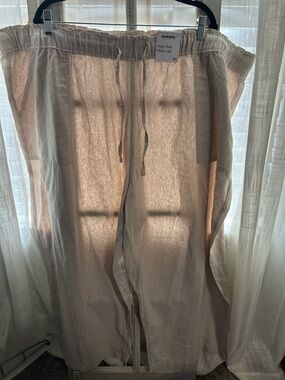 Sonoma Wide-Leg Linen Pants Drawstring Light Tan 4x Summer Cruise Vacation